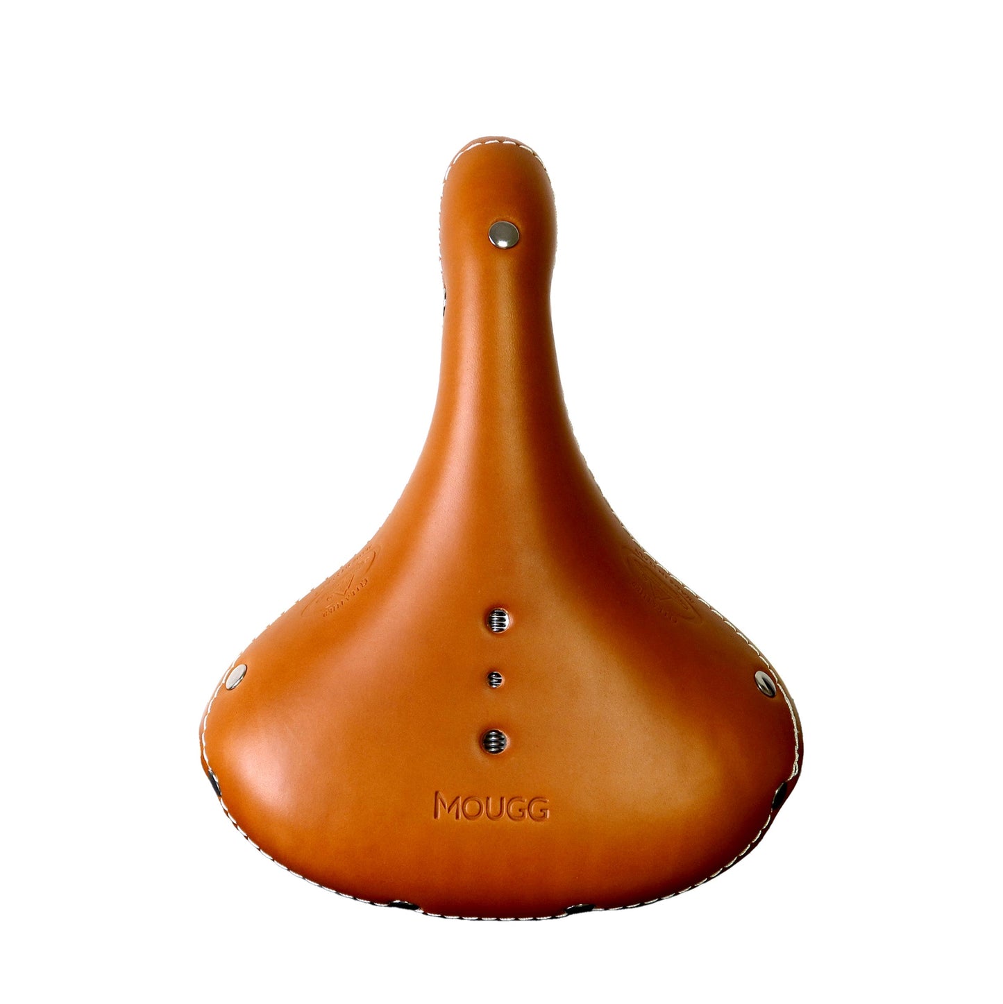 Set: leather saddle with leather grips - handmade in Italy